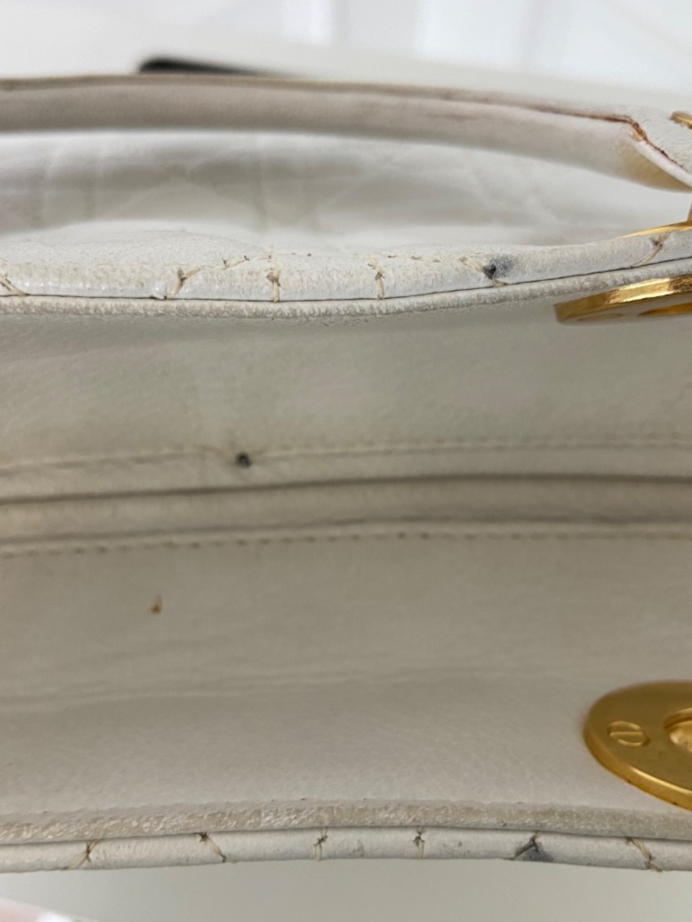 Authentic Dior White Lambskin Lady Dior Handbag Quilted Cannage Gold Hardware - Picture 14 of 16
